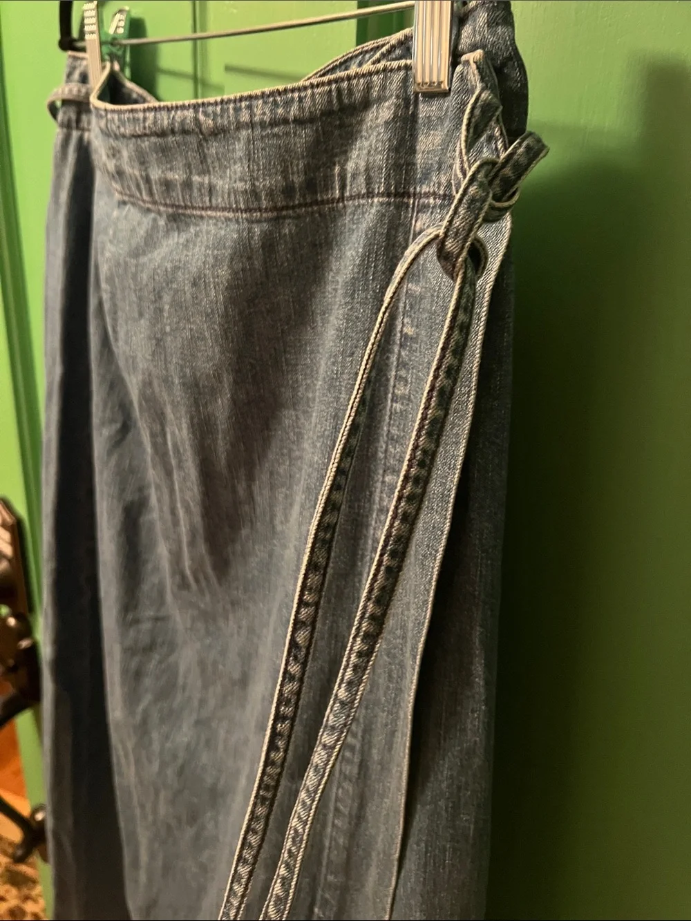 Banana Republic vintage Denim true wrap soft Jean Skirt Size 14 - Picture 5 of 7
